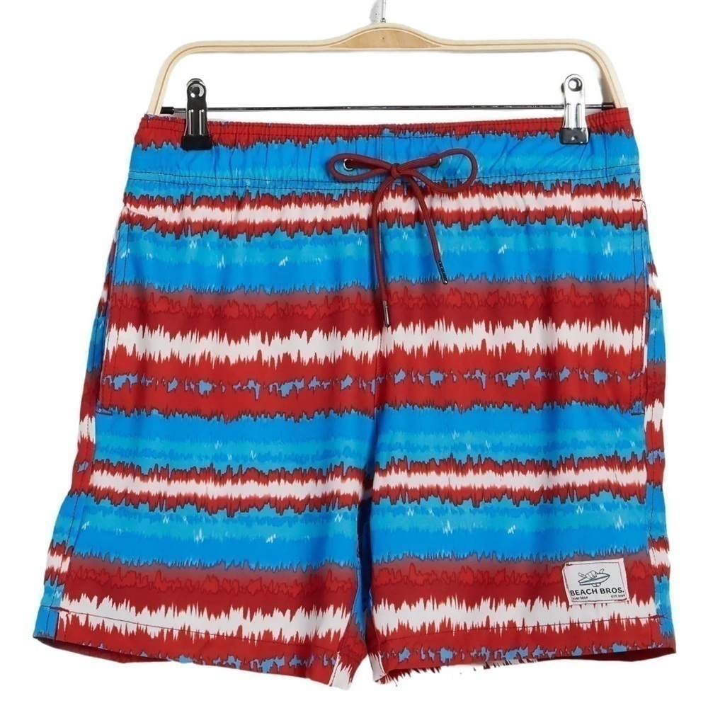 BEACH BROS Acid Stripes Swim Blue Trunks Size XL